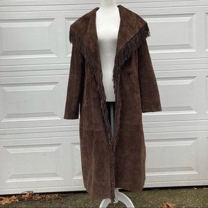 Large Brown Fringed Leather Jacket Western Fringe